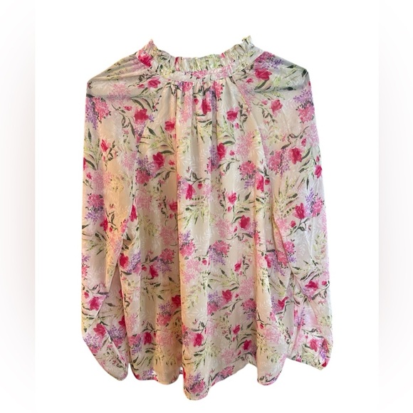 Appleseeds blouse beige/pink floral Size 1X - Picture 3 of 6